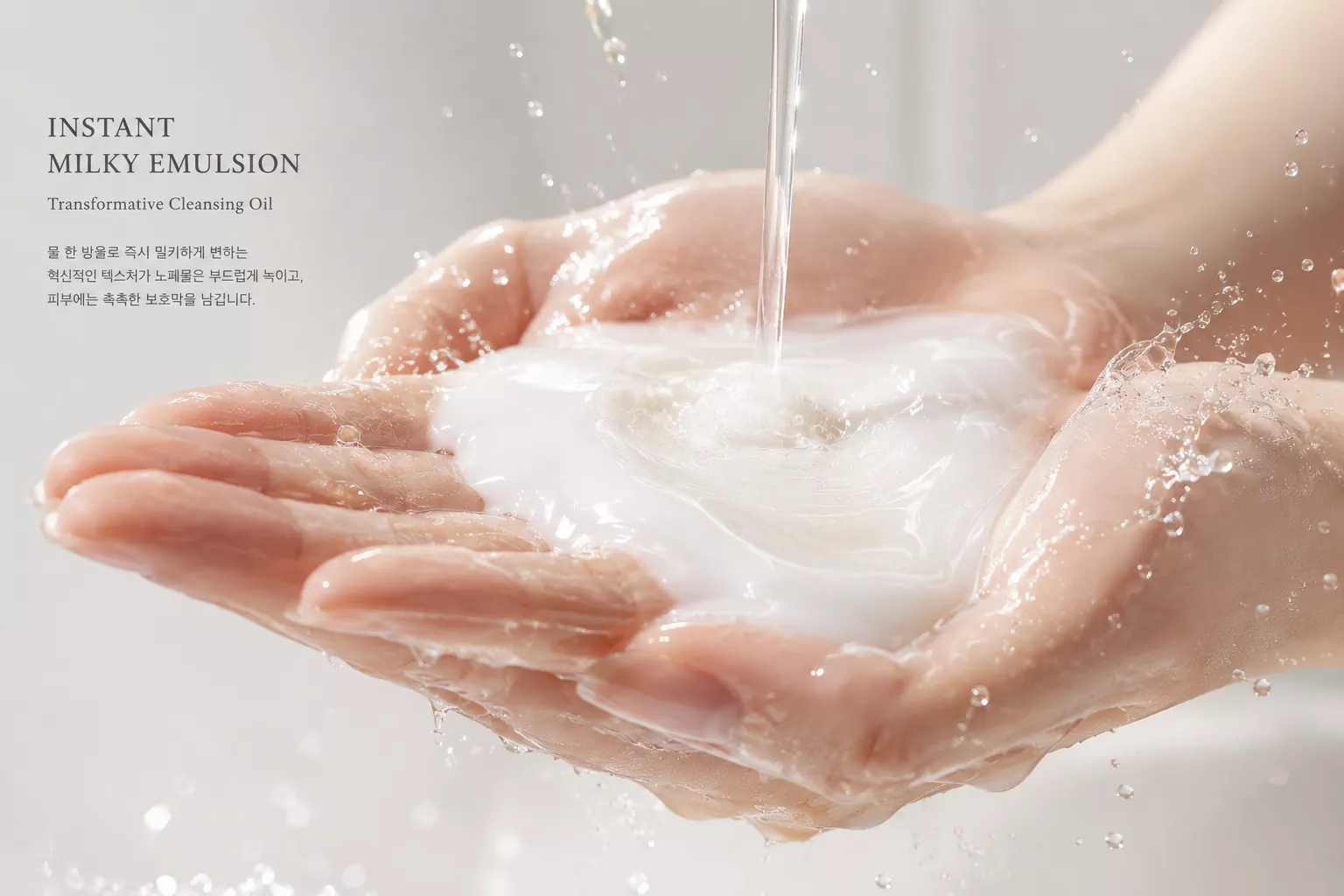 A cushioning, serum-like formula showcasing the instant milky emulsification process of the Best Cleansing Oil for Sensitive Skin K-Beauty